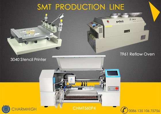 La ligne élevée 60 les conducteurs 4 de SMT de configuration dirige l'imprimante 3040 de pâte de machine de CHMT560P4 SMT P&amp;P/de four T961/soudure de ré-écoulement
