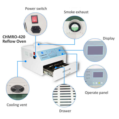 Air chaud + station sans plomb infrarouge de chauffage du four CHMRO-420 SMD du ré-écoulement 2500w