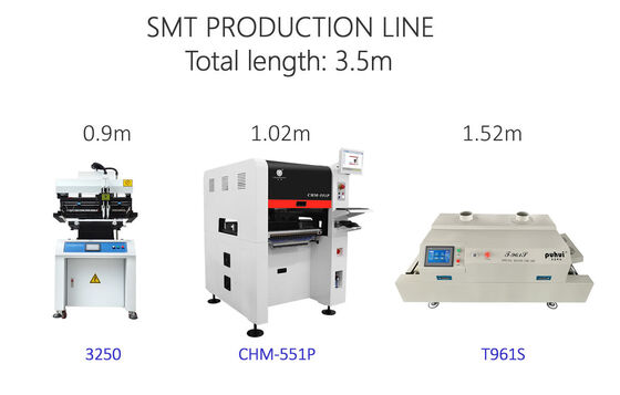 Longueur totale 3,5 m Haute précision Petite ligne de production SMT 0201, BGA, IC 144 broches
