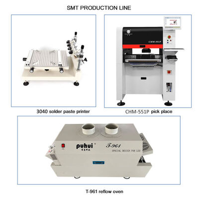 Chaîne SMT petite et haute précision avec imprimante 3040, poseuse CHM-551 et four T961